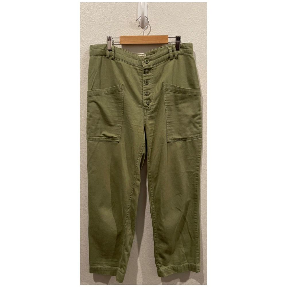 URBAN OUTFITTERS Straight Leg Buttons Olive Green Pockets Pants